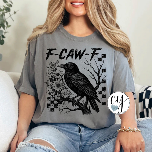 "F-CAW-F" Raven & Flowers Graphic Tee
