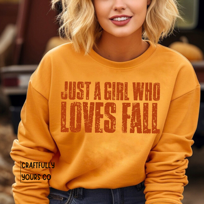Distressed Just a Girl Who Loves Fall Block