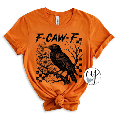 "F-CAW-F" Raven & Flowers Graphic Tee