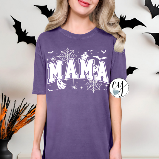 Halloween Mama T-Shirt | Spooky Mama Ghost T-Shirt | Trick or Treat Mama Shirt | Cute Ghost Bat Spiders Tee