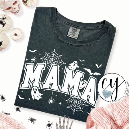 Halloween Mama T-Shirt | Spooky Mama Ghost T-Shirt | Trick or Treat Mama Shirt | Cute Ghost Bat Spiders Tee