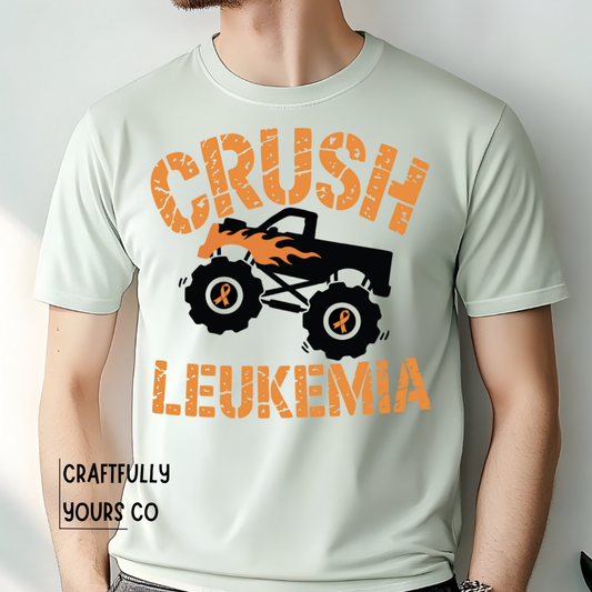 Crush Leukemia Monster Truck Tee | Awareness Graphic Shirt