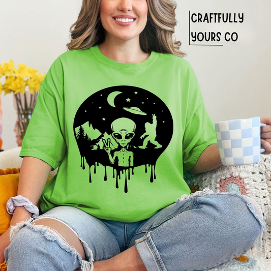Alien and Yeti Drip Tee
