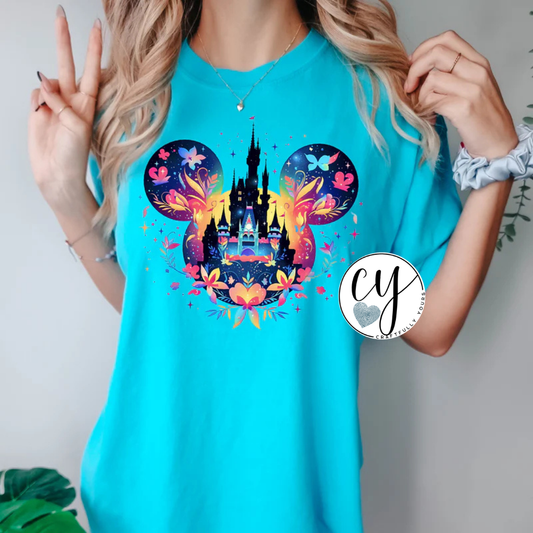 "Magical Castle" Vibrant Floral Fantasy Tee