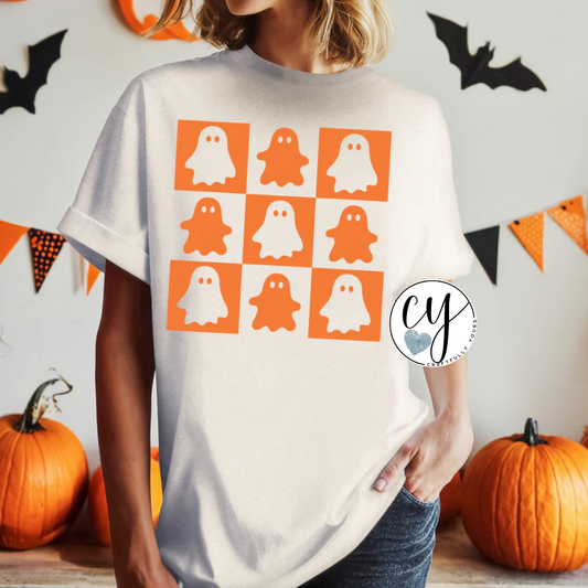 Cute Ghost Checkerboard Fun Tee