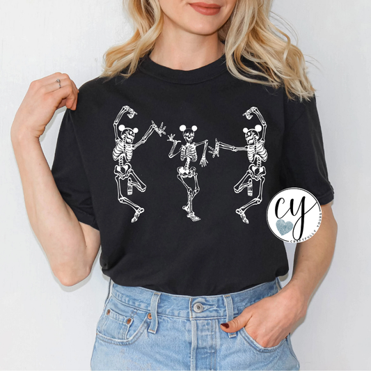 Dancing Mouse Skeletons Halloween Tee