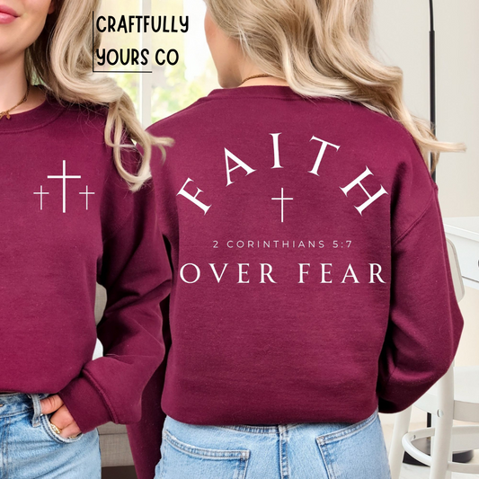 Faith Over Fear With Pocket Accent Sweatshirt
