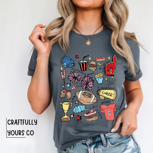 Football Doodle Collage Tee