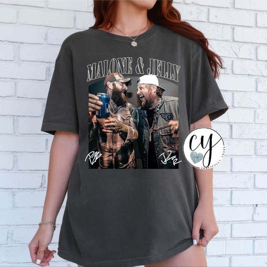 "Malone & Jelly" Country Music Duo Tee with Signatures