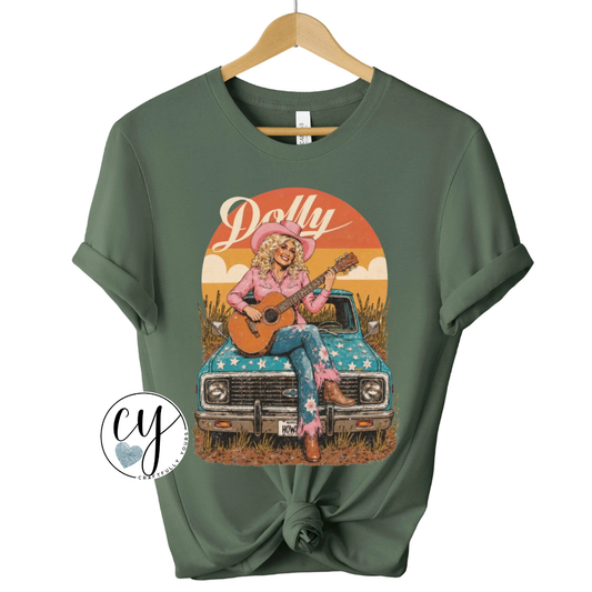 Dolly Truck Concert Oversized Retro Pink Tee