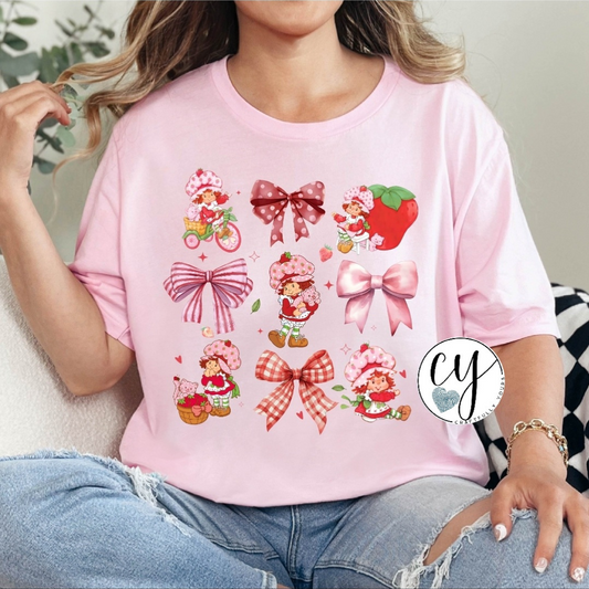 Adorable Strawberry Shortcake & Bows Nostalgia Tee