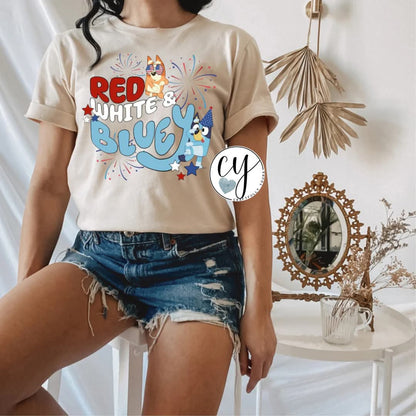 Red, White & Bluey | Patriotic Bingo & Bluey Tee (Kids + Adults!)